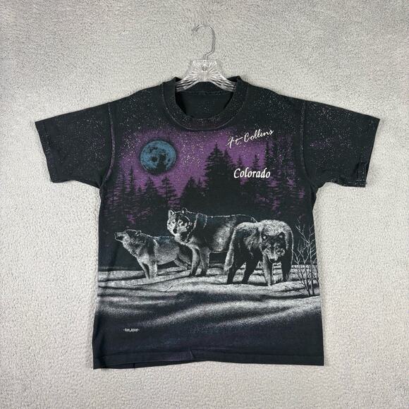 San Segal Other - Vtg 90’s San Segal Wolf T-shirt Adult Large Double Sided AOP 1991 Nature Grunge